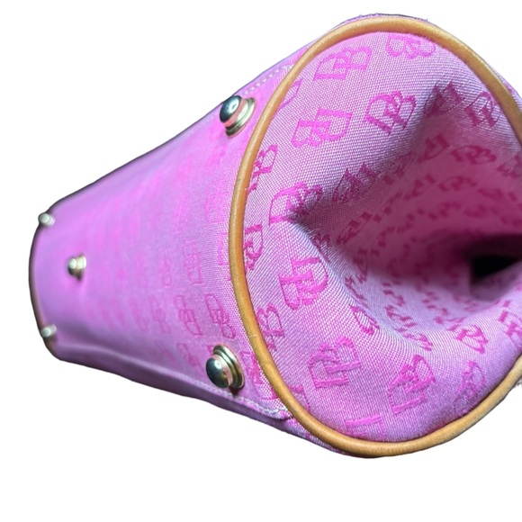 Dooney & Bourke Set DB Logo Canvas Leather w/Pouche and Card Holder Pink (3) - Picture 6 of 16